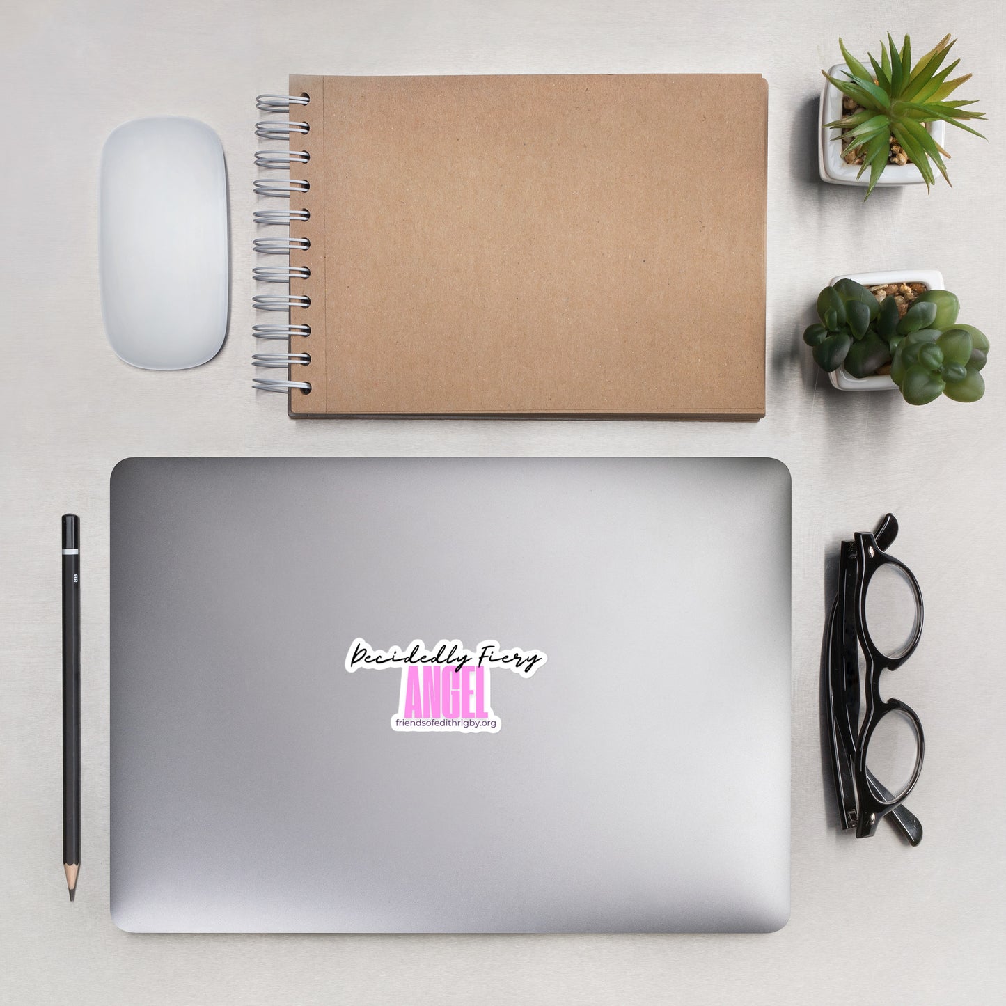 Decidedly Fiery Angel Quote Sticker (Pink)