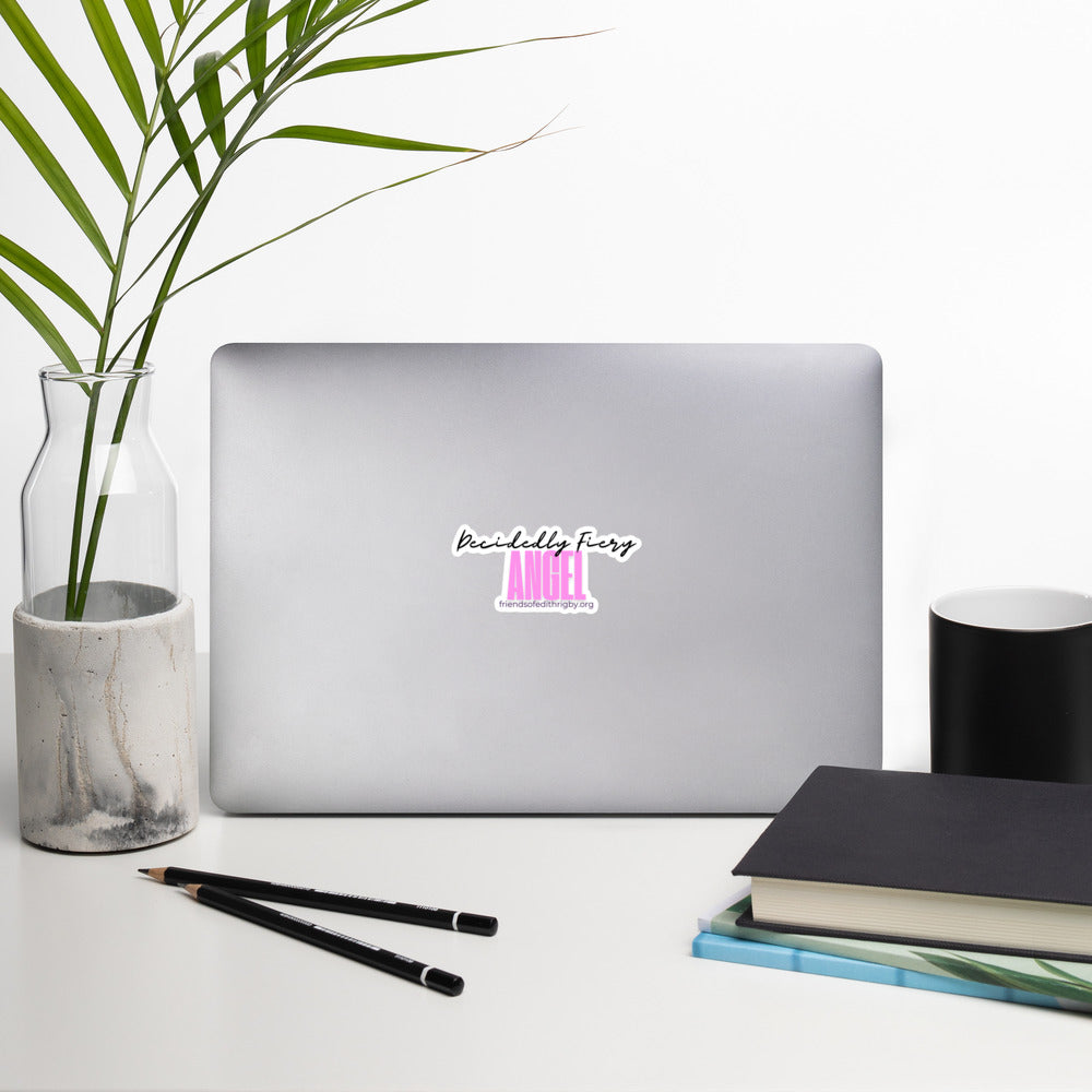 Decidedly Fiery Angel Quote Sticker (Pink)