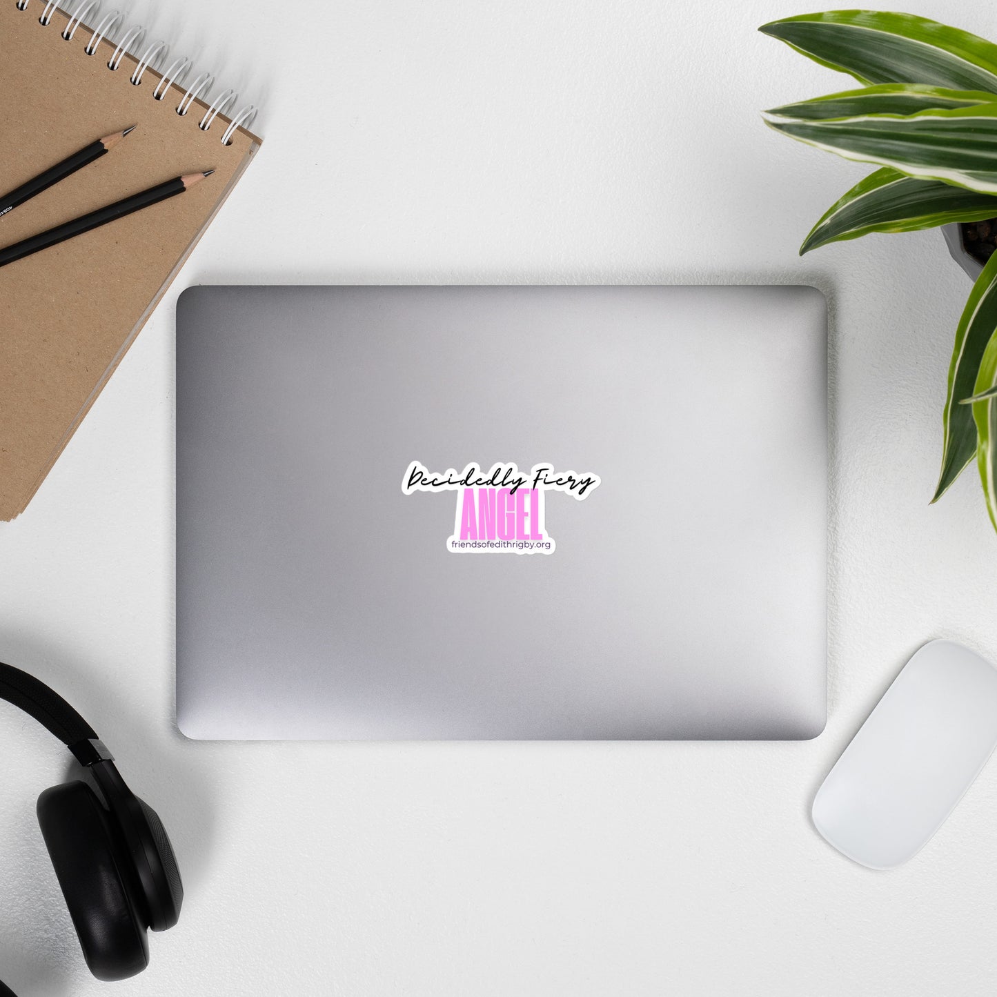 Decidedly Fiery Angel Quote Sticker (Pink)